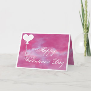 Pink with White Heart Balloon Valentine's Day Card