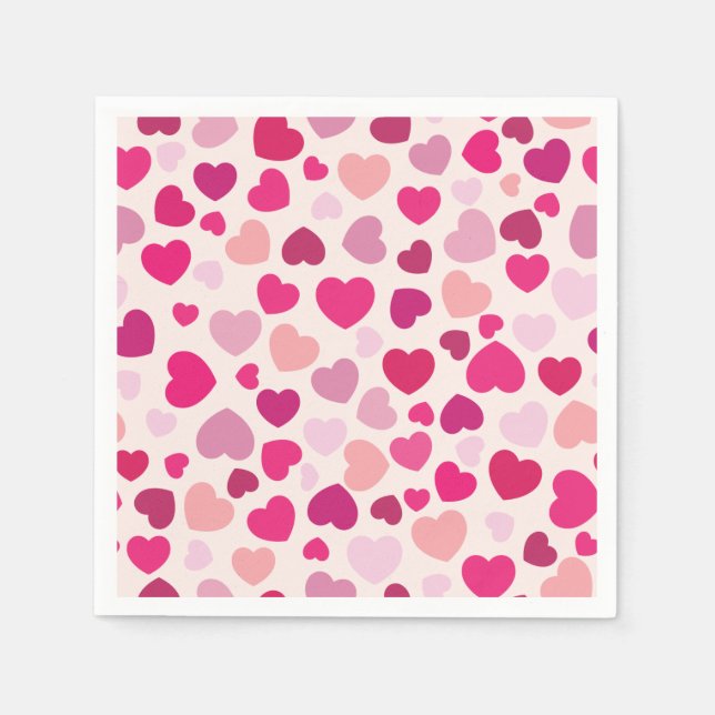 Pink with White Hearts Napkins (Front)