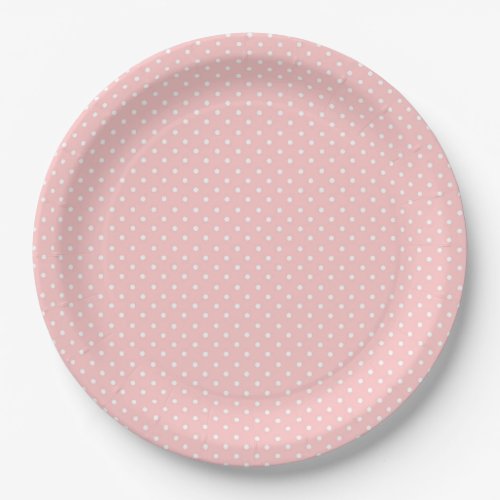 Pink with White Polkadots  Paper Plate
