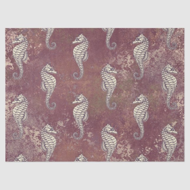 Pink with White Seahorse Decoupage Tissue Paper (Front)