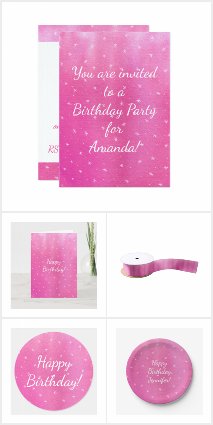 Pink with White Stars Birthday Collection