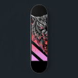 Pink Wolf Head Skateboard<br><div class="desc">This design may be personalized by choosing the customize option to add text or make other changes. If this product has the option to transfer the design to another item, please make sure to adjust the design to fit if needed. Contact me at colorflowcreations@gmail.com if you wish to have this...</div>