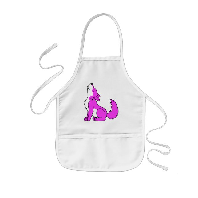 Pink Wolf Pup Howling Kids' Apron (Front)