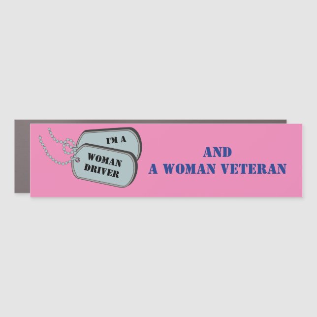 Pink Woman Driver Woman Veteran Car Magnet (Front)