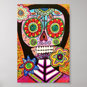 Pink Woman Sugar Skull Poster