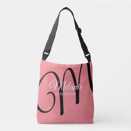 pink women initial  name stylish crossbody bag