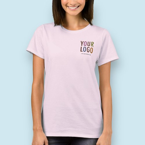 Pink Womens Business T_Shirt Custom Logo S to 3XL