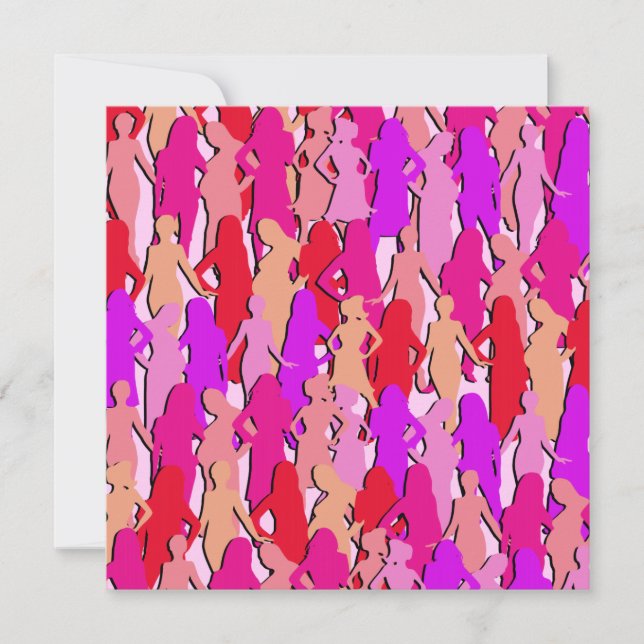 Pink Women Silhouette Invitation (Front)