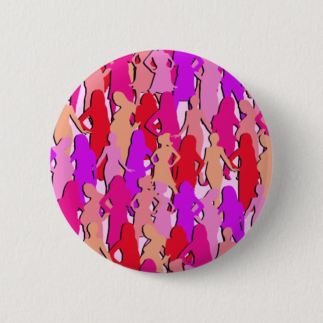 Pink Women Silhouette Pinback Button (Front)