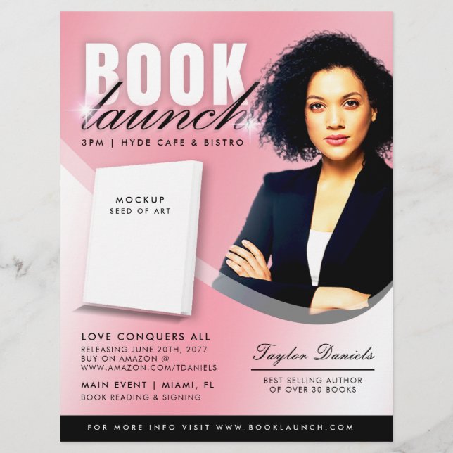 Pink Women's Book Launch Release Event Flyer (Front)