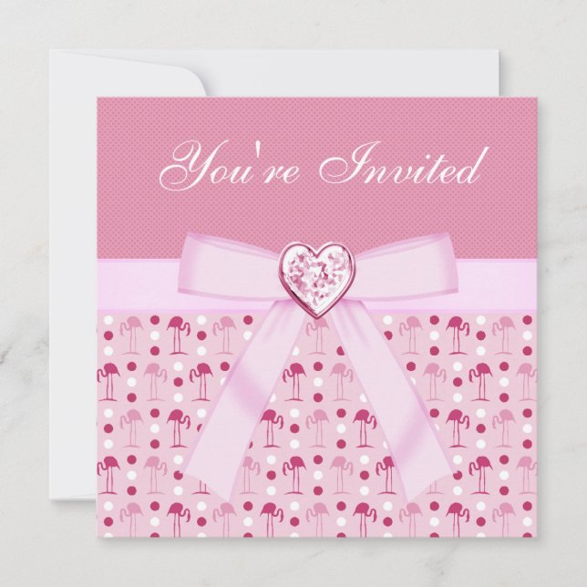 Pink Wonderland Flamingos Party Invites (Front)