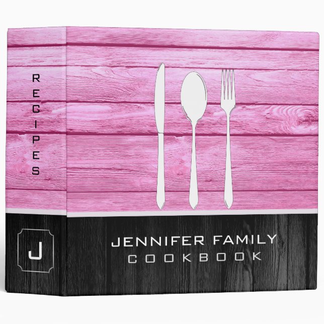 Pink Wood Family Cooking Binder (Front/Spine)