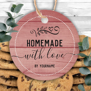 Pink Wood Fancy Script Homemade with love Business Favor Tags