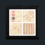 Pink Woodblock Drawings by Chariklia Zarris Jewelry Box<br><div class="desc">Pink woodblock drawings of a butterfly,  a flower,  some dots and a bunch of vines are the foci of this stunning piece by Chariklia Zarris. Soft and lovely,  this work would look great on the wall of your little girls' bedroom. Purchase your print today!</div>