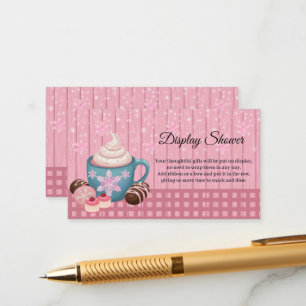 Pink Wooden Hot Cocoa Whipped Cream Baby Shower Enclosure Card