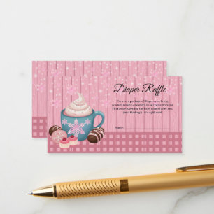 Pink Wooden Hot Cocoa Whipped Cream Baby Shower Enclosure Card