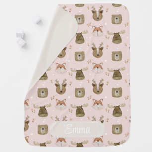 Pink Woodland Animals Baby Blanket