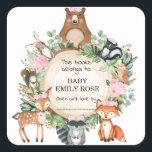 Pink Woodland Animals Baby Shower Bookplate Labels<br><div class="desc">This whimsical design features rustic watercolor botanical greenery,  elegant blush flowers and adorable woodland animals</div>
