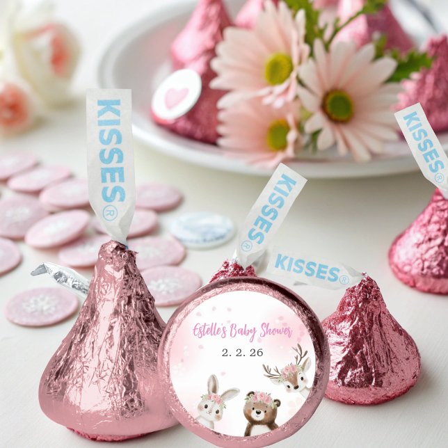Pink Woodland Animals Baby Shower Hershey’s Favor (Creator Uploaded)