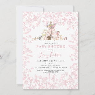 Pink Woodland Baby Shower invitation
