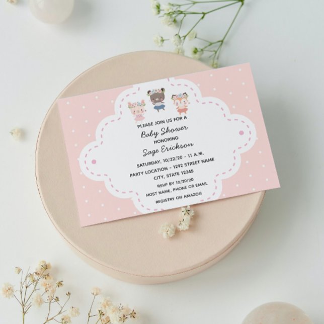 Pink Woodland Baby Shower Invitation (Creator Uploaded)