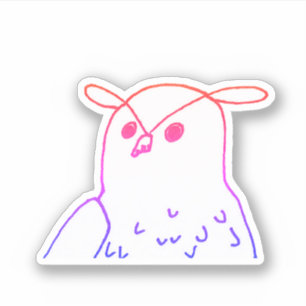 Pink Woodland Bird Drawing Cute Owl Sticker