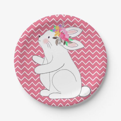 Pink Woodland Bunny Paper Plates