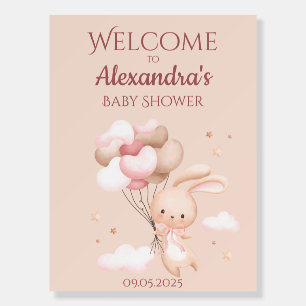 Pink Woodland Bunny Rabbit Baby Shower Welcome Foam Board