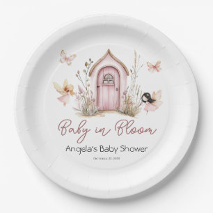 Pink Woodland Fairies Baby Shower Paper Plates