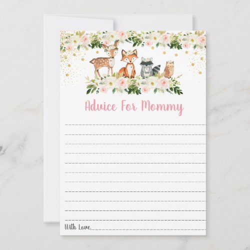 Pink Woodland Floral Baby Shower Advice Cards