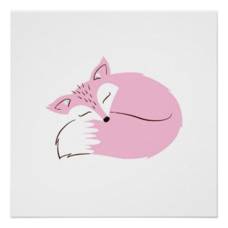 Pink Woodland Fox Poster