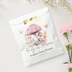 Pink Woodland Mushroom Baby Shower Favor Bag