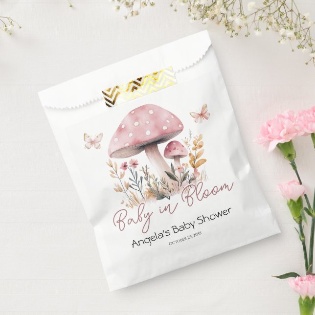 Pink Woodland Mushroom Baby Shower Favor Bag (Sealed)