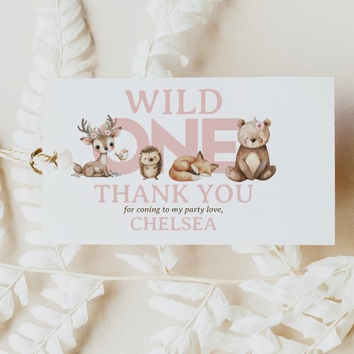 Pink Woodland Wild One 1st Birthday Gift Tags