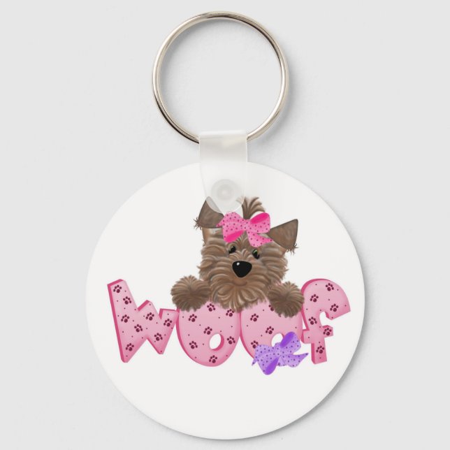 Pink Woof Dog Keychain (Front)