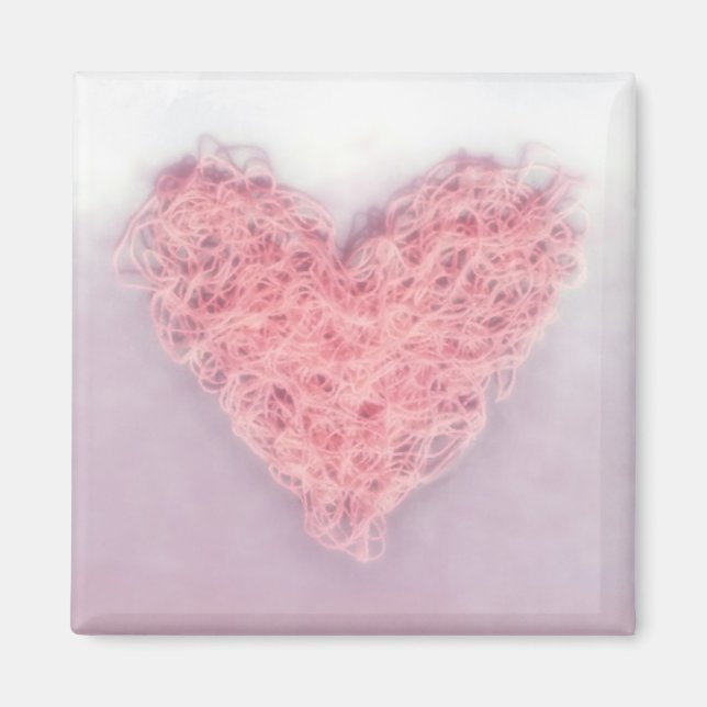 Pink Wool Love Heart Knitting Valentine’s Day Magnet (Front)