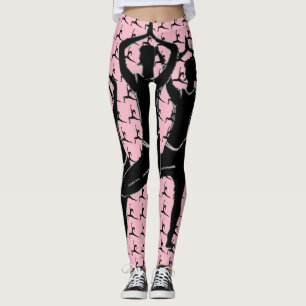 Pink Work It Yoga Pose Silhouette Leggings