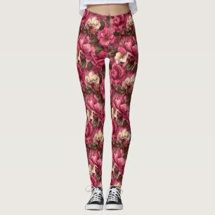 Pink Workout Wear Gardenias Accent Women's  Leggings