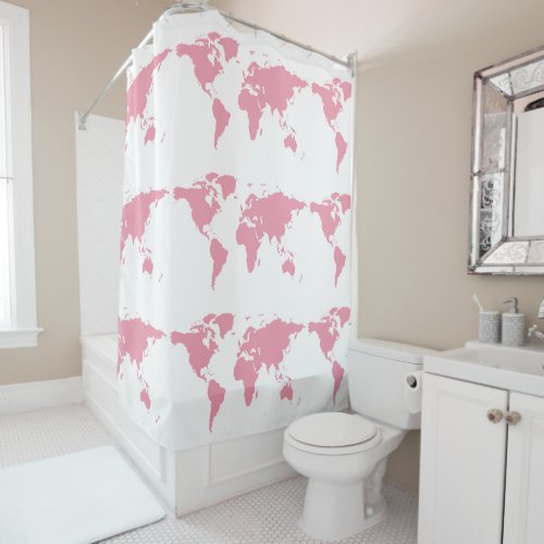 pink world girly bathroom shower curtain