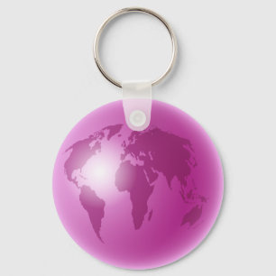 Pink World Globe Keychain
