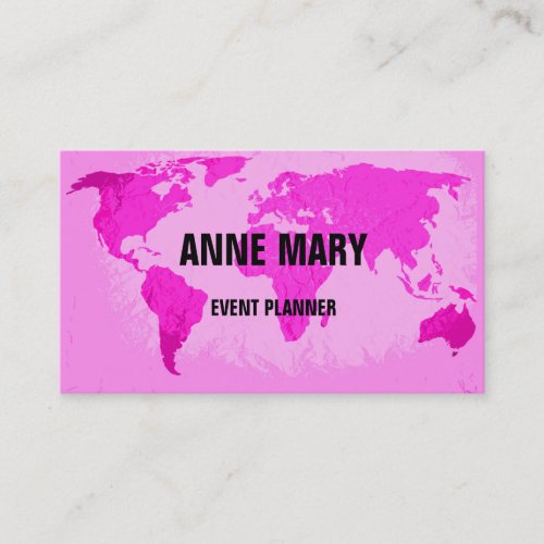 Pink World Map Abstract Art Weddings Girly Business Card