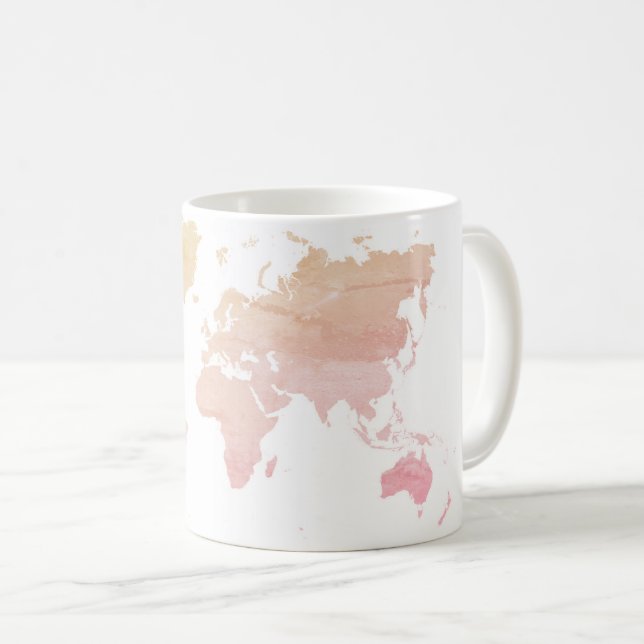 Pink World Map | Coffee Mug (Front Right)