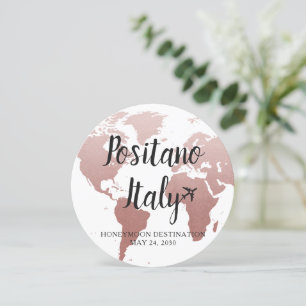 Pink World Map Destination Table Name Round Card