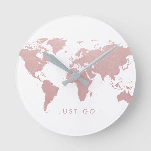 Pink World Map Globe Round Clock