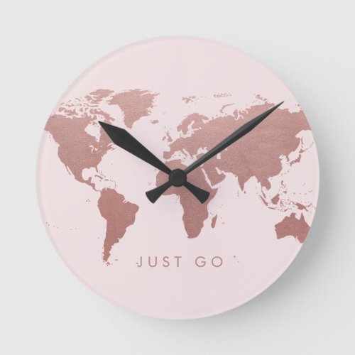 Pink World Map Globe Time to Go Round Clock