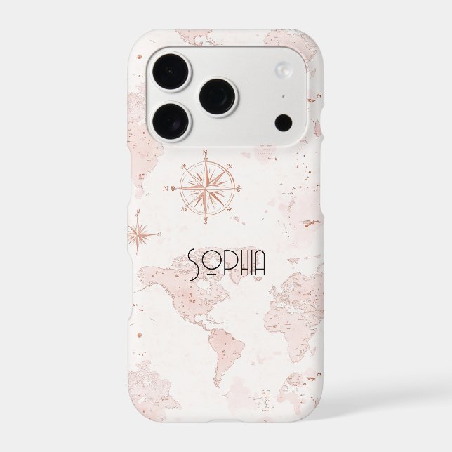 Pink World Map Iphone Case (Back)