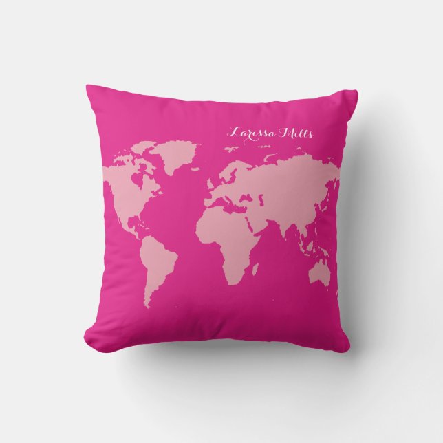 Pink World of (your name) personalized Outdoor Pillow (Front)