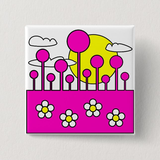 Pink World Pinback Button (Front)