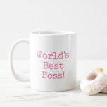 Pink Worlds Best Boss Typography Coffee Mug