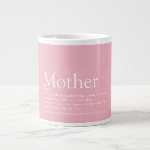 Pink Worlds Best Ever Mom Mum Mother Definition Giant Coffee Mug
